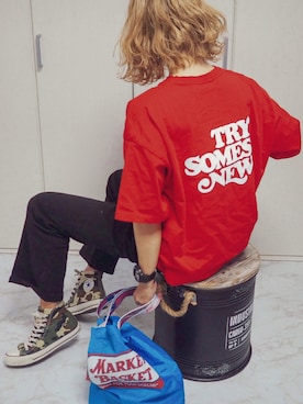 「PBLIM（ページボーイリム）のアイテム（Tシャツ/カットソー）」を使った、natsupooさん（レディース・167cm）の春コーディネート