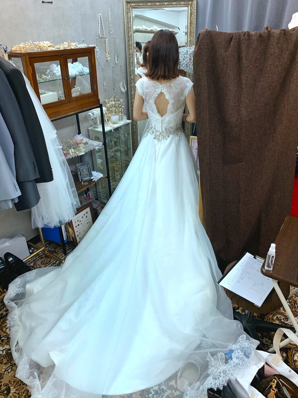 「ドレス、ウエディングドレス、ウェディングドレス、ウェディング、ブライダル」｜「LibreWeddingのアイテム（ドレス、ホワイト系）」を使った、みいこさん（レディース・154cm）の夏コーディネートの1枚目の写真