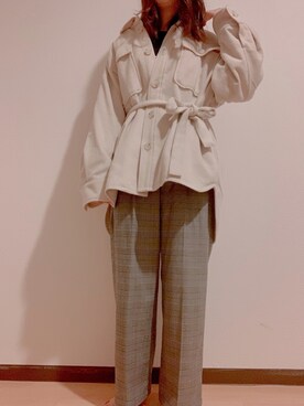 「しまむら（シマムラ）のアイテム（パンツ、グレー系）」を使った、noonさん（レディース・158cm）の秋コーディネート