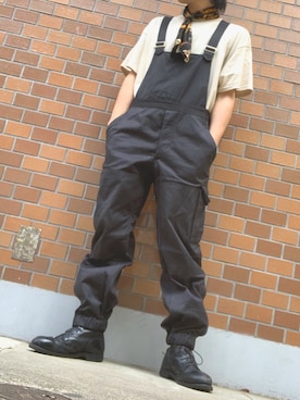 「レトロ」｜「アイテム（オールインワン・サロペット）」を使った、&GOMAさん（メンズ・171cm）の夏コーディネート