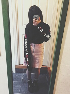 「OLDMICKEY （オールドミッキー）のアイテム」を使った、RIKAKOさん（レディース・153cm）の春コーディネート