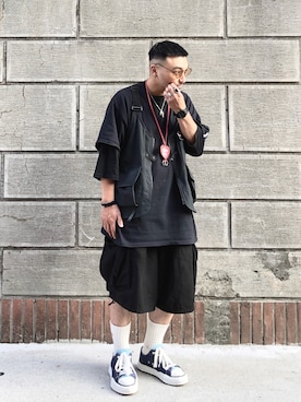 「HUMAN MADE（ヒューマンメード）のアイテム（アクセサリー）」を使った、山宮さん（メンズ・170cm）の秋コーディネート