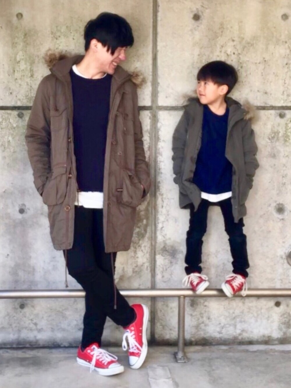 「親子コーデ、親子リンク、親子リンクコーデ、おやこーで。、パパコーデ、息子コーデ、おしゃれさんと繋がりたい」｜「親子リンクのアイテム（その他、その他）」を使った、とも@ゆうパパさん（メンズ・175cm）の冬コーディネートの1枚目の写真