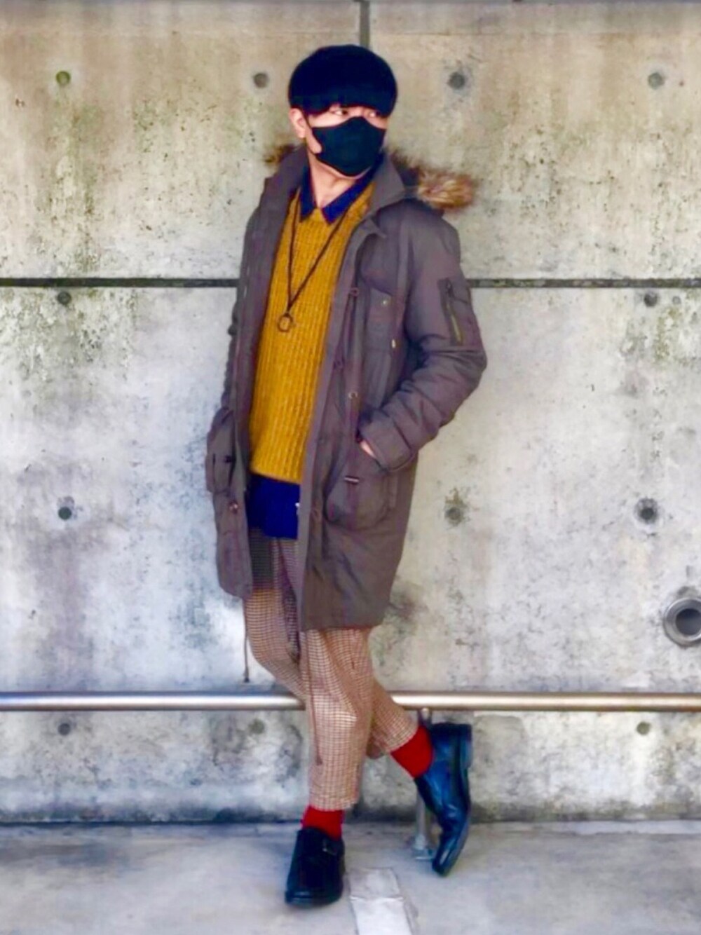 「親子コーデ、親子リンク、親子リンクコーデ、おやこーで。、リンクコーデ、パパコーデ、おしゃれさんと繋がりたい」｜「しまむらのアイテム（モッズコート、グリーン系）」を使った、とも@ゆうパパさん（メンズ・175cm）の冬コーディネートの1枚目の写真