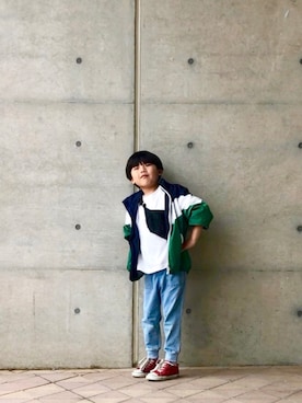 「息子コーデ」｜「アイテム（バッグ）」を使った、とも@ゆうパパさん（キッズ・120cm）の春コーディネート
