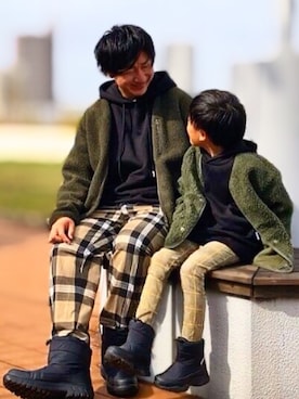 「息子コーデ」｜「アイテム（ブーツ）」を使った、とも@ゆうパパさん（キッズ・120cm）の冬コーディネート