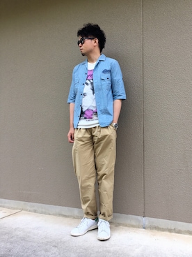 「THREE BLIND MICE（スリーブラインドマイス）のアイテム（トップス）」を使った、ハサさん（メンズ・174cm）の夏コーディネート