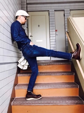 「FREEWHEELERS（フリーホイーラーズ）のアイテム（キャスケット）」を使った、トシーグくんさん（メンズ・169cm）の冬コーディネート