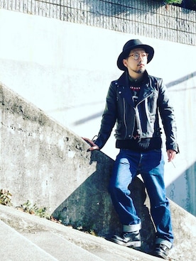 「ドラフトリーバイス」｜「アイテム（ライダースジャケット）」を使った、トシーグくんさん（メンズ・169cm）の冬コーディネート
