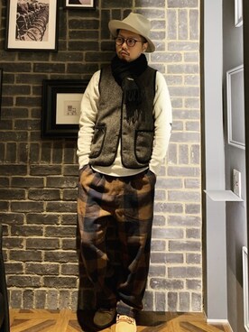 「BEN DAVIS（ベンデイビス）のアイテム（ベスト）」を使った、トシーグくんさん（メンズ・169cm）の冬コーディネート