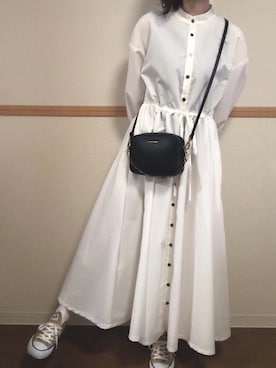 「Libra Cue（リブラ キュー）のアイテム（シャツワンピース）」を使った、Rin*さん（レディース・157cm）の春コーディネート