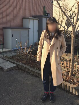 「くつした」｜「アイテム（トレンチコート）」を使った、まろうさん（レディース・163cm）の春コーディネート