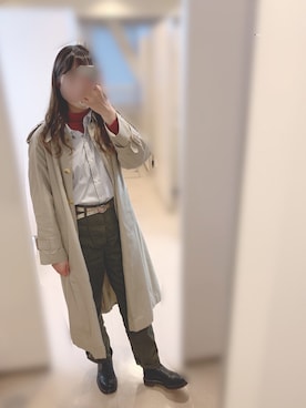 「ワークパンツ」｜「アイテム（トレンチコート）」を使った、まろうさん（レディース・163cm）の春コーディネート