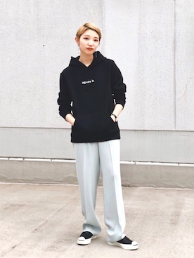 「アニエスベー」｜「アイテム（スリッポン）」を使った、rihoさん（レディース・163cm）の冬コーディネート