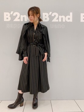 「シャツワンピ」｜「アイテム（ライダースジャケット）」を使った、kimmyさん（レディース・162cm）の秋コーディネート