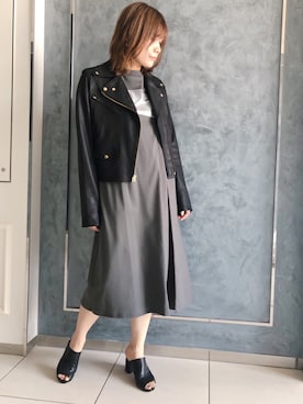 「ビーセカンド」｜「アイテム（ライダースジャケット）」を使った、kimmyさん（レディース・162cm）の春コーディネート