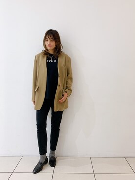 「B2nd」｜「アイテム（ノーカラージャケット）」を使った、kimmyさん（レディース・162cm）の秋コーディネート