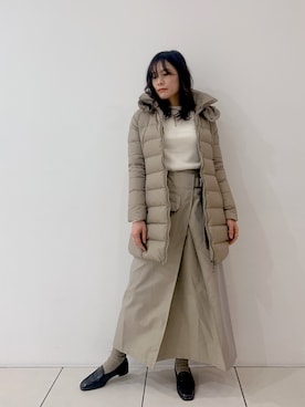 「マキシスカート」｜「アイテム（ダウンジャケット/コート）」を使った、kimmyさん（レディース・162cm）の冬コーディネート