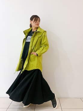 「マキシスカート」｜「アイテム（モッズコート）」を使った、kimmyさん（レディース・162cm）の春コーディネート