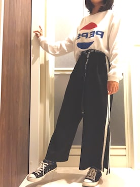 「H&M（エイチ・アンド・エム）のアイテム（パーカー、ホワイト系）」を使った、ちいちゃんさん（レディース・157cm）の夏コーディネート