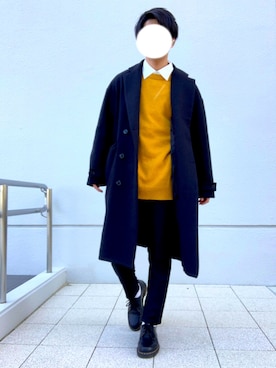 「CASPER JOHN」｜「アイテム（チェスターコート）」を使った、ださん（メンズ・170cm）の冬コーディネート