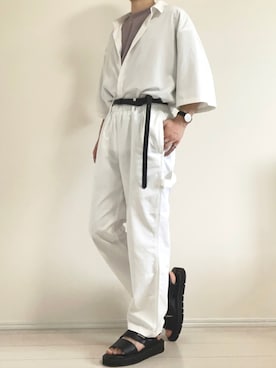 「ETELIO（エテリオ）の【2点セット】梨地ポケット付きクルービッグTシャツ＆ロングタンクトップアンサンブルセット（Tシャツ/カットソー）」を使った、せーやさん（メンズ・167cm）の夏コーディネート