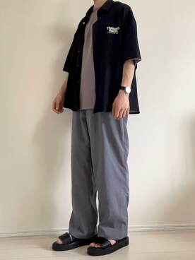 「ETELIO（エテリオ）の【2点セット】梨地ポケット付きクルービッグTシャツ＆ロングタンクトップアンサンブルセット（Tシャツ/カットソー）」を使った、せーやさん（メンズ・167cm）の夏コーディネート