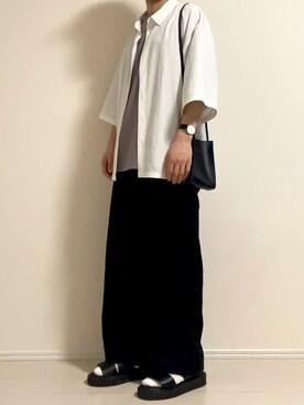 「ETELIO（エテリオ）の【2点セット】梨地ポケット付きクルービッグTシャツ＆ロングタンクトップアンサンブルセット（Tシャツ/カットソー）」を使った、せーやさん（メンズ・167cm）の夏コーディネート