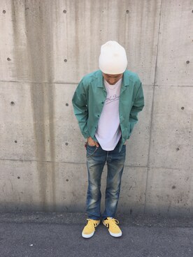「SON OF THE CHEESE（サノバチーズ）のアイテム（ジャケット/アウター）」を使った、kaz(dubbing)さん（メンズ・180cm）の春コーディネート