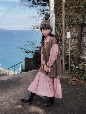 「LOWRYS FARM（ローリーズファーム）のストレッチヒールブーツ　851418（ブーツ）」を使った、くまくん🐻さん（レディース・158cm）の秋コーディネート