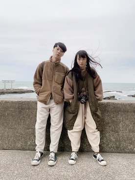 「カップルコーデ」｜「アイテム（その他アウター）」を使った、くまくん🐻さん（レディース・158cm）の秋コーディネート