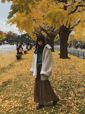 「LOWRYS FARM（ローリーズファーム）のストレッチヒールブーツ　851418（ブーツ）」を使った、くまくん🐻さん（レディース・158cm）の冬コーディネート