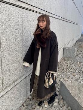 「LOWRYS FARM（ローリーズファーム）のストレッチヒールブーツ　851418（ブーツ）」を使った、くまくん🐻さん（レディース・158cm）の冬コーディネート