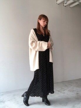 「LOWRYS FARM（ローリーズファーム）のストレッチヒールブーツ　851418（ブーツ）」を使った、くまくん🐻さん（レディース・158cm）の冬コーディネート