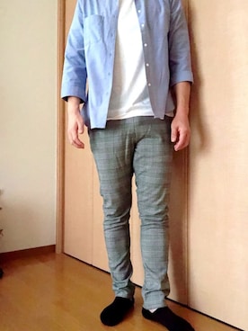 「NIIRUS（ニールス）のアイテム（その他パンツ）」を使った、pamp-camp-mintさん（メンズ・177cm）の夏コーディネート