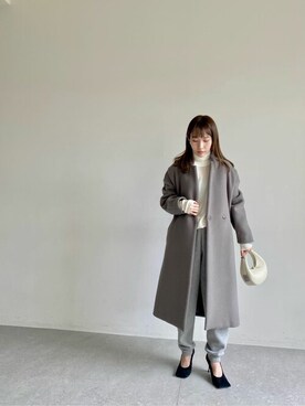 「Whim Gazette（ウィムガゼット）のアイテム（チェスターコート）」を使った、wg_togashiさん（レディース・157cm）の秋コーディネート