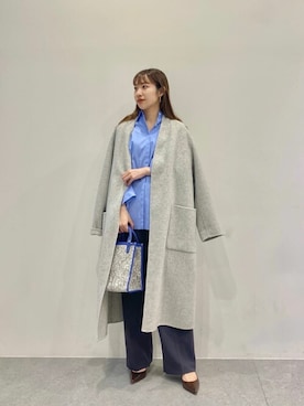 「Whim Gazette（ウィムガゼット）のアイテム（ノーカラーコート）」を使った、wg_togashiさん（レディース・157cm）の冬コーディネート