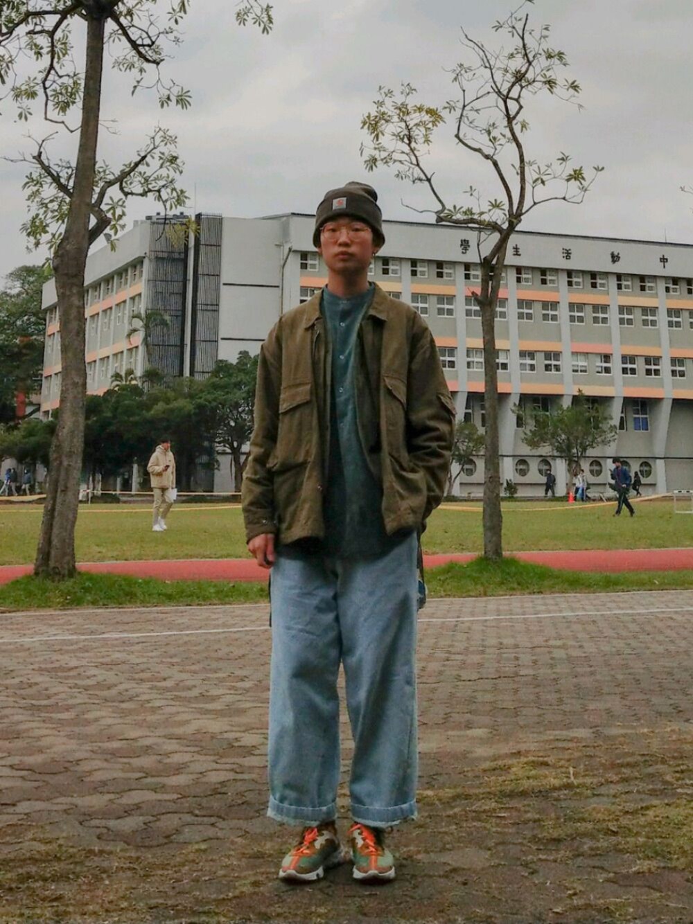 「Carhartt WIPの【Carhartt WIP(カーハートダブリューアイピー)】ニットワッチ（ニットキャップ/ビーニー、グリーン系）」を使った、patircさん（メンズ・169cm）の夏コーディネートの1枚目の写真