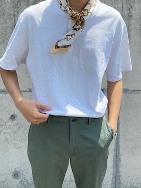 「ユニクロU」｜「アイテム（スラックス）」を使った、たひさん（メンズ・170cm）の春コーディネート
