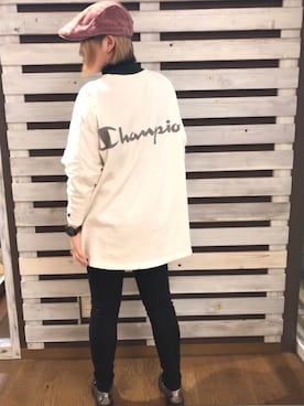 「アイテム（ハンチング/ベレー帽、ピンク系）」を使った、門田さん（レディース・161cm）の冬コーディネート