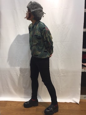 「厚底」｜門田さん（レディース・161cm）の冬コーディネート