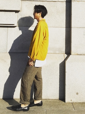 「アイテム（スリッポン）」を使った、Jun Ueokaさん（メンズ・160cm・20代）の冬コーディネート