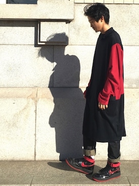 「ACNE（アクネ）のアイテム」を使った、Jun Ueokaさん（メンズ・160cm）の冬コーディネート