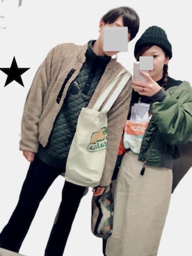 「カップル」｜「アイテム（ブルゾン）」を使った、ゆうき、短足に見えないさん（レディース・162cm）の秋コーディネート