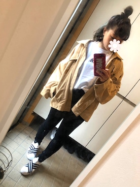 「unrelaxing（アンリラクシング）のアイテム（ブルゾン）」を使った、bu-mama3さん（レディース・157cm）の春コーディネート