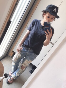 「WC（ダブル シー）のアイテム（デニムパンツ）」を使った、bu-mama3さん（レディース・157cm）の夏コーディネート