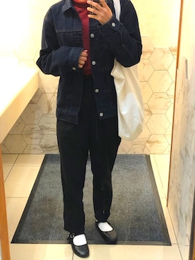 「SVEC（シュベック）のカンフーシューズ kung fu Shoes / ストラップパンプス（バレエシューズ）」を使った、おまつさん（レディース・158cm）の秋コーディネート