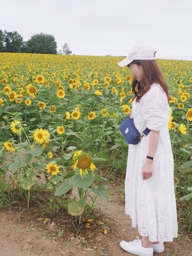「ひまわり畑」｜「アイテム（キャップ）」を使った、Ribonさん（レディース・154cm）の夏コーディネート
