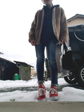 「Ungrid（アングリッド）のインディゴフレイドヘムストスリ（デニムパンツ）」を使った、naaaaaさん（レディース・160cm・20代）の冬コーディネート