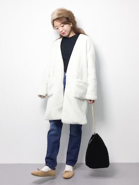 「RAY CASSIN（レイカズン）のアイテム（その他アウター）」を使った、りっぴーさん（レディース・154cm）の冬コーディネート